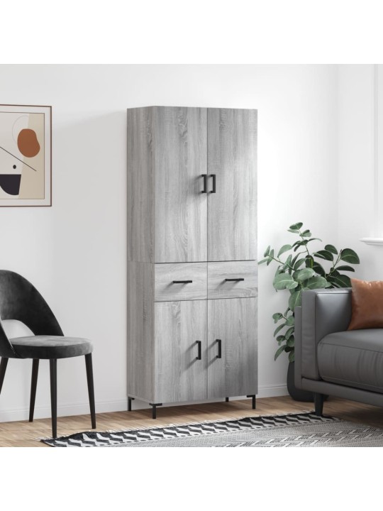 Augstais skapis, pelēks, 69,5x34x180 cm, inženierijas koks
