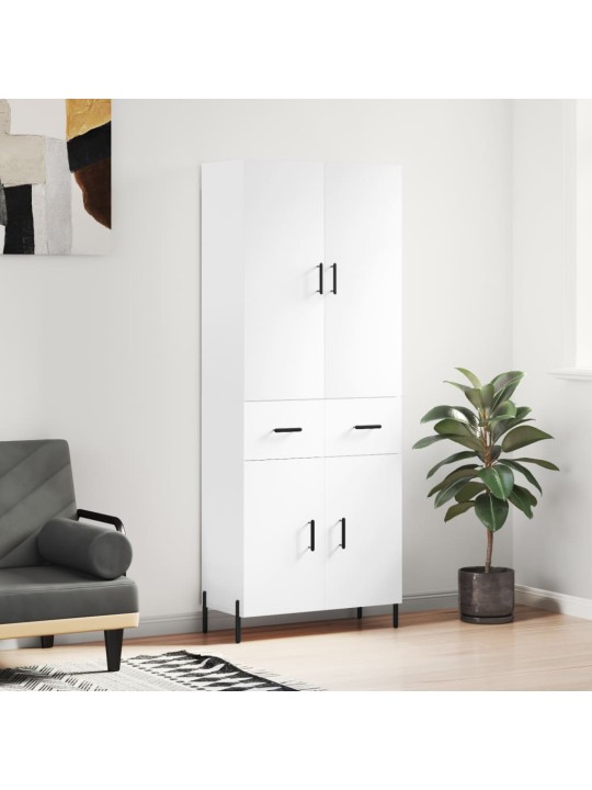 Augstais skapis, balts, 69,5x34x180 cm, inženierijas koks