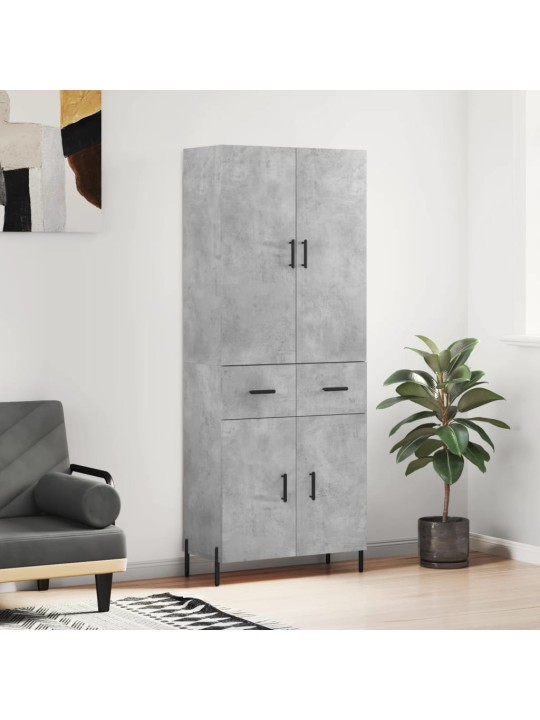 Augstais skapis, pelēks, 69,5x34x180 cm, inženierijas koks