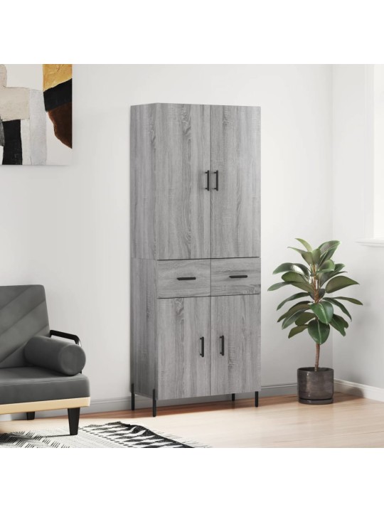 Augstais skapis, pelēks, 69,5x34x180 cm, inženierijas koks