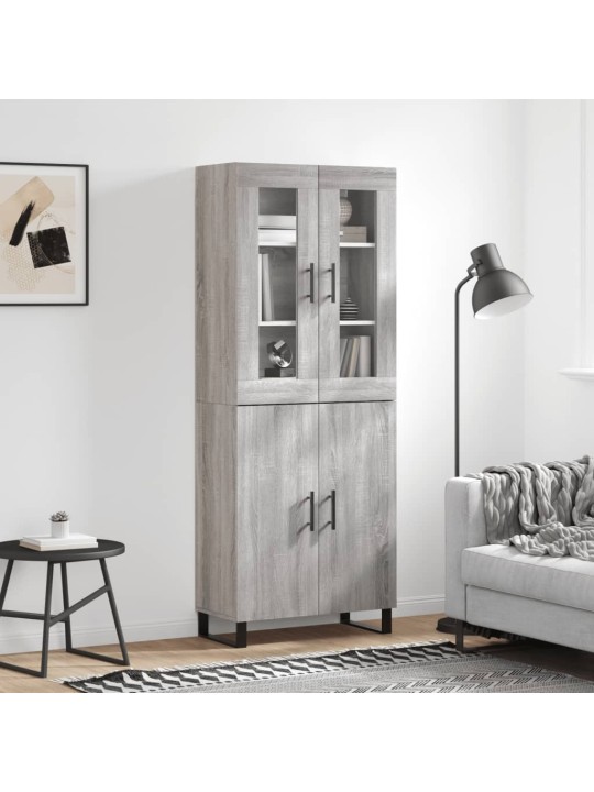 Augstais skapis, pelēks, 69,5x34x180 cm, inženierijas koks