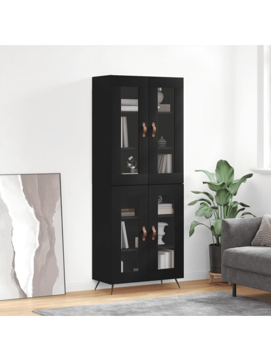Augstais skapis, melns, 69,5x34x180 cm, inženierijas koks