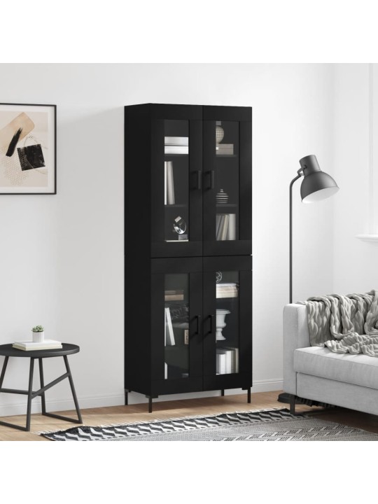 Augstais skapis, melns, 69,5x34x180 cm, inženierijas koks