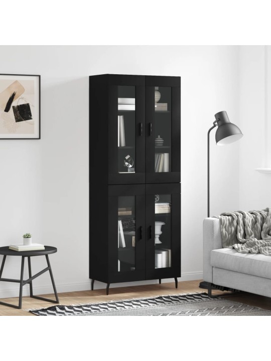 Augstais skapis, melns, 69,5x34x180 cm, inženierijas koks