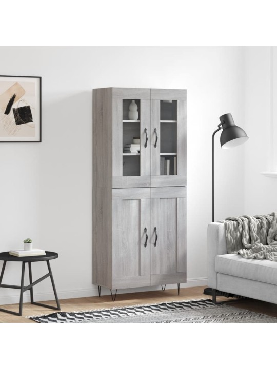 Augstais skapis, pelēks, 69,5x34x180 cm, inženierijas koks