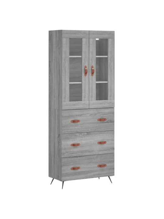 Augstais skapis, pelēks, 69,5x34x180 cm, inženierijas koks