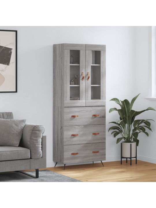 Augstais skapis, pelēks, 69,5x34x180 cm, inženierijas koks