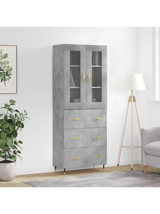 Augstais skapis, pelēks, 69,5x34x180 cm, inženierijas koks