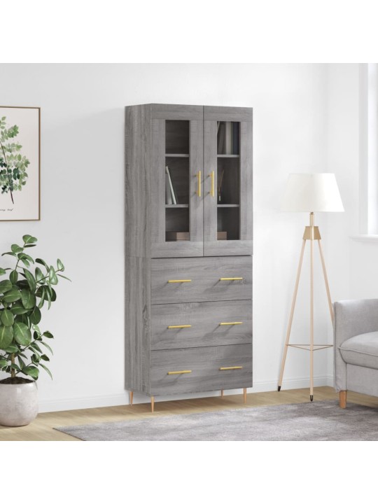 Augstais skapis, pelēks, 69,5x34x180 cm, inženierijas koks