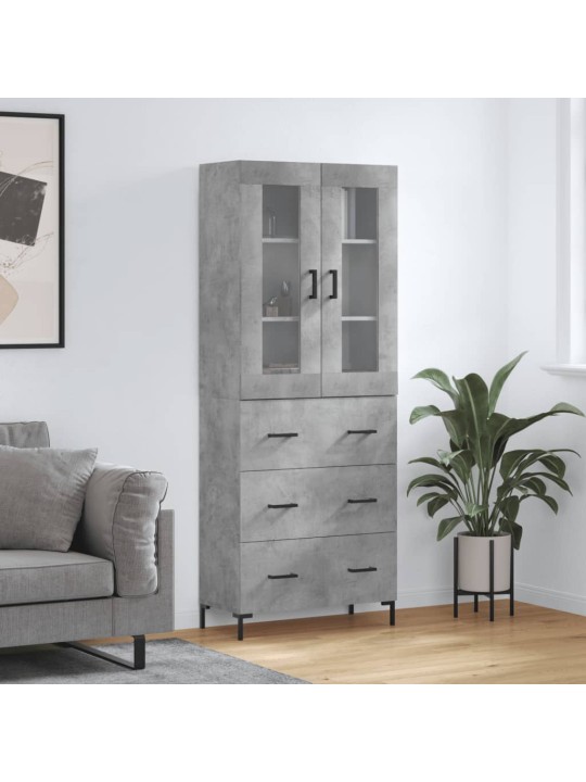 Augstais skapis, pelēks, 69,5x34x180 cm, inženierijas koks