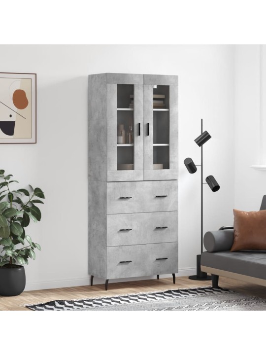 Augstais skapis, pelēks, 69,5x34x180 cm, inženierijas koks