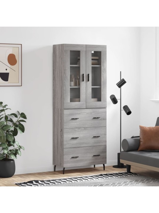 Augstais skapis, pelēks, 69,5x34x180 cm, inženierijas koks