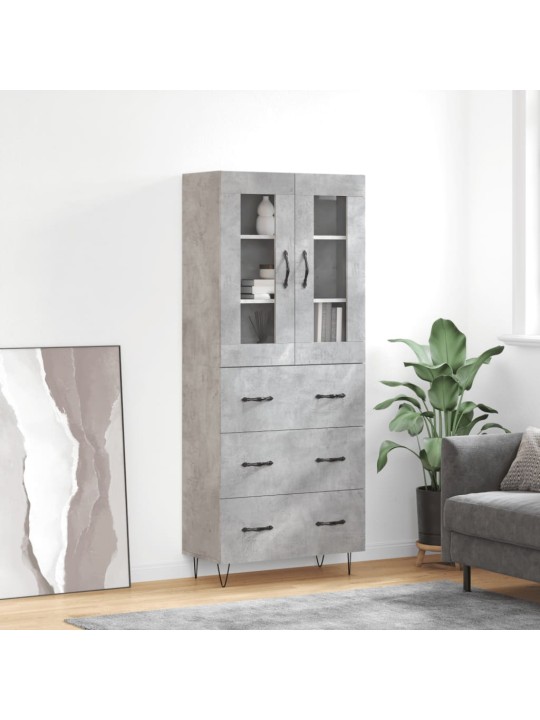 Augstais skapis, pelēks, 69,5x34x180 cm, inženierijas koks