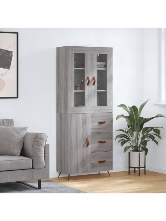 Augstais skapis, pelēks, 69,5x34x180 cm, inženierijas koks