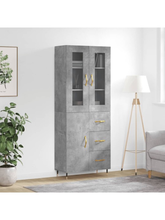 Augstais skapis, pelēks, 69,5x34x180 cm, inženierijas koks