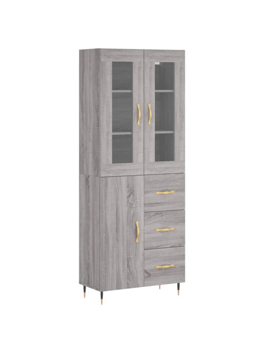 Augstais skapis, pelēks, 69,5x34x180 cm, inženierijas koks