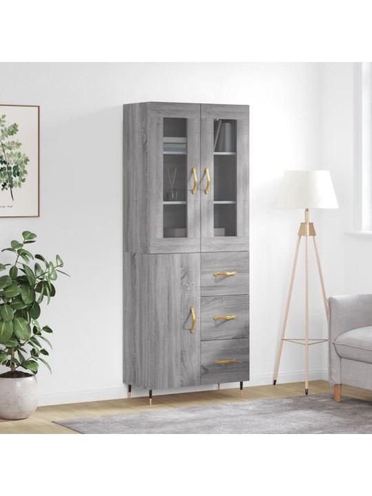 Augstais skapis, pelēks, 69,5x34x180 cm, inženierijas koks