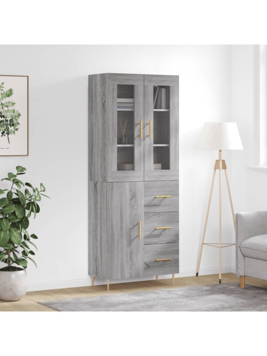 Augstais skapis, pelēks, 69,5x34x180 cm, inženierijas koks