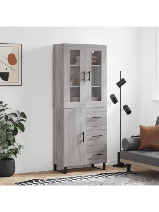 Augstais skapis, pelēks, 69,5x34x180 cm, inženierijas koks