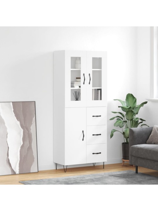 Augstais skapis, balts, 69,5x34x180 cm, inženierijas koks