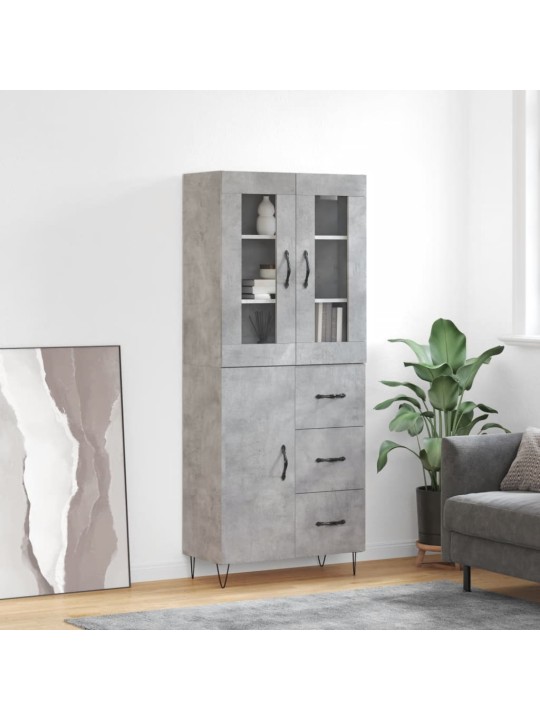 Augstais skapis, pelēks, 69,5x34x180 cm, inženierijas koks