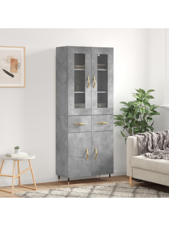 Augstais skapis, pelēks, 69,5x34x180 cm, inženierijas koks