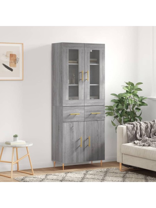 Augstais skapis, pelēks, 69,5x34x180 cm, inženierijas koks