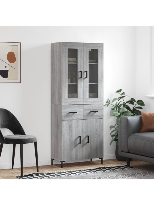 Augstais skapis, pelēks, 69,5x34x180 cm, inženierijas koks