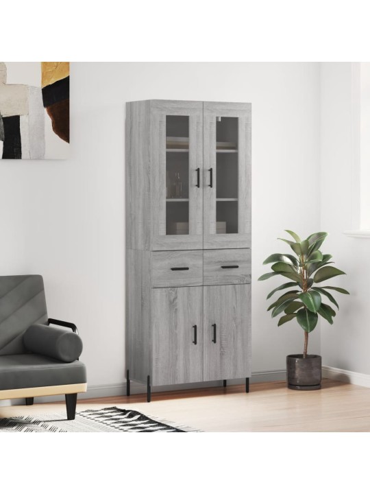 Augstais skapis, pelēks, 69,5x34x180 cm, inženierijas koks