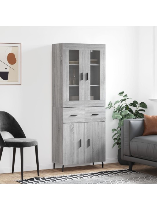 Augstais skapis, pelēks, 69,5x34x180 cm, inženierijas koks