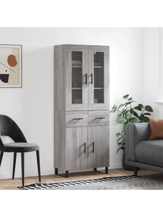 Augstais skapis, pelēks, 69,5x34x180 cm, inženierijas koks
