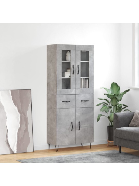 Augstais skapis, pelēks, 69,5x34x180 cm, inženierijas koks