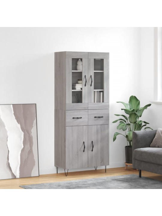 Augstais skapis, pelēks, 69,5x34x180 cm, inženierijas koks