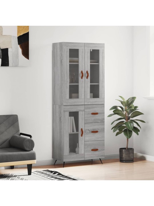 Augstais skapis, pelēks, 69,5x34x180 cm, inženierijas koks