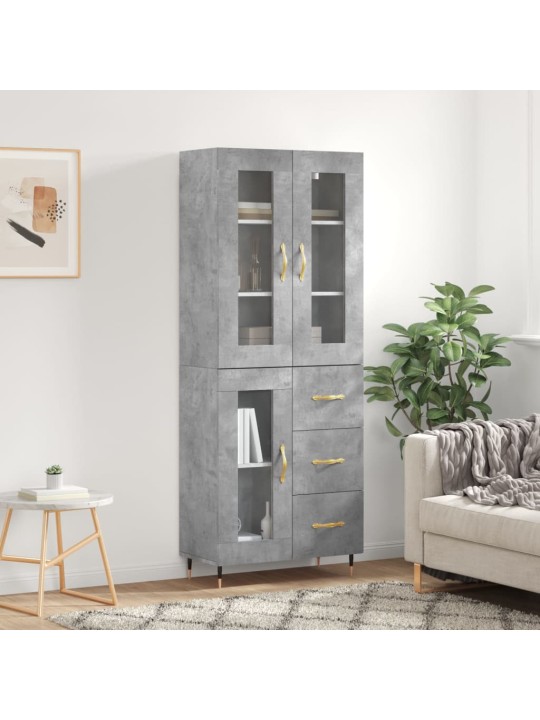 Augstais skapis, pelēks, 69,5x34x180 cm, inženierijas koks
