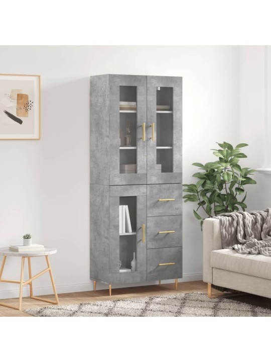 Augstais skapis, pelēks, 69,5x34x180 cm, inženierijas koks
