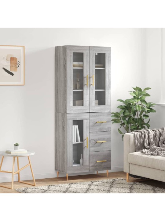 Augstais skapis, pelēks, 69,5x34x180 cm, inženierijas koks