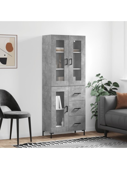 Augstais skapis, pelēks, 69,5x34x180 cm, inženierijas koks