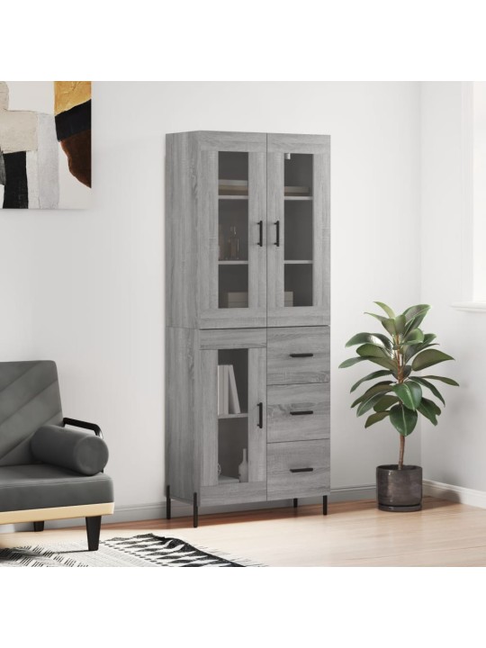 Augstais skapis, pelēks, 69,5x34x180 cm, inženierijas koks