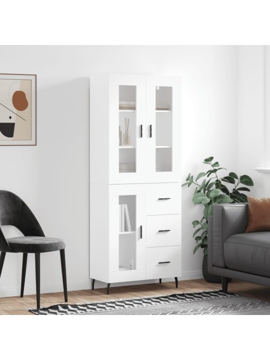 Augstais skapis, balts, 69,5x34x180 cm, inženierijas koks