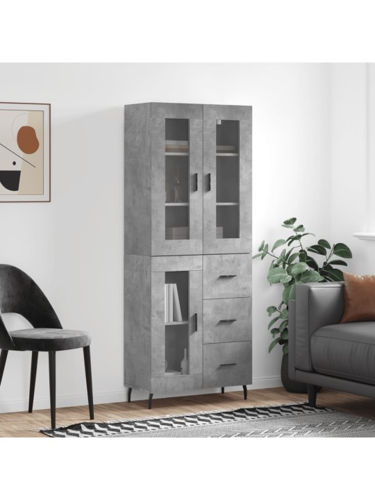 Augstais skapis, pelēks, 69,5x34x180 cm, inženierijas koks