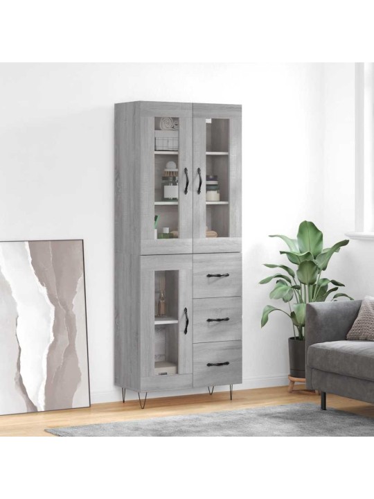 Augstais skapis, pelēks, 69,5x34x180 cm, inženierijas koks