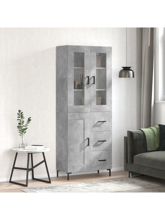 Augstais skapis, pelēks, 69,5x34x180 cm, inženierijas koks