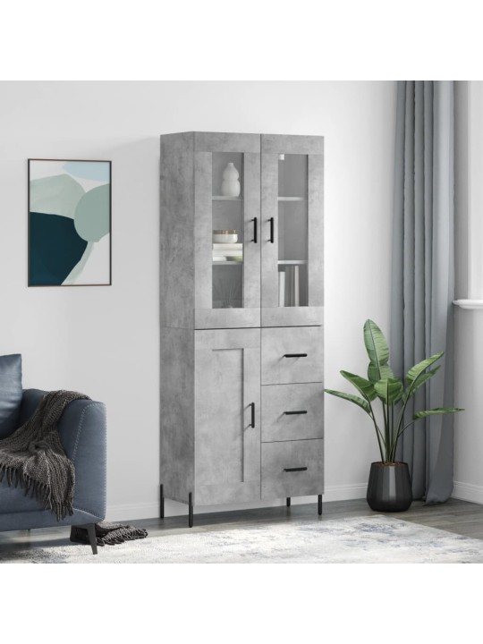 Augstais skapis, pelēks, 69,5x34x180 cm, inženierijas koks