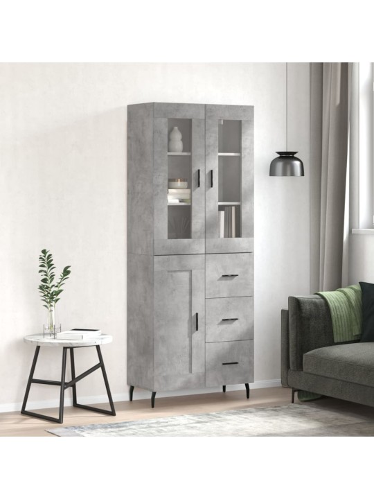 Augstais skapis, pelēks, 69,5x34x180 cm, inženierijas koks