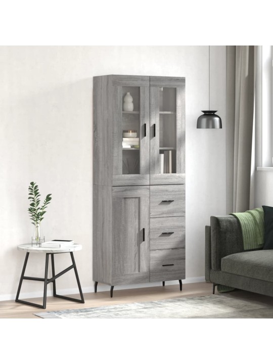Augstais skapis, pelēks, 69,5x34x180 cm, inženierijas koks