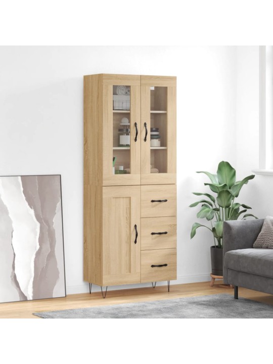 Augstais skapis, ozolkoka, 69,5x34x180 cm, inženierijas koks