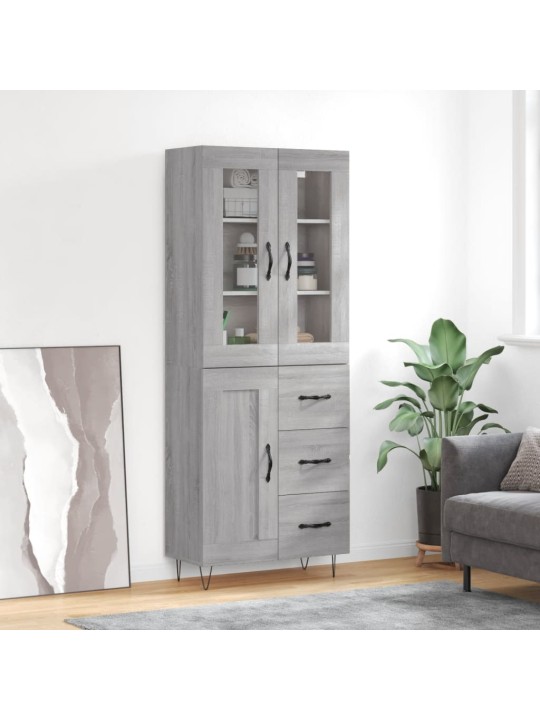 Augstais skapis, pelēks, 69,5x34x180 cm, inženierijas koks
