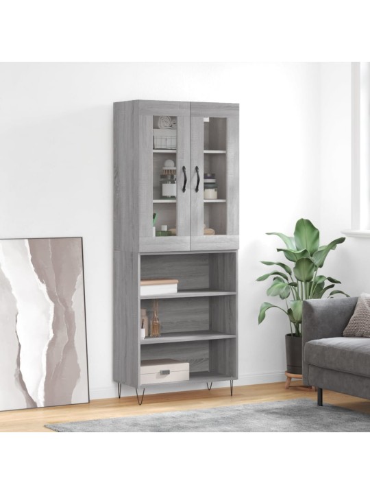 Augstais skapis, pelēks, 69,5x34x180 cm, inženierijas koks
