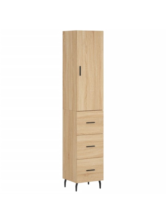Augstais skapītis, ozolkoka, 34,5x34x180 cm, inženierijas koks
